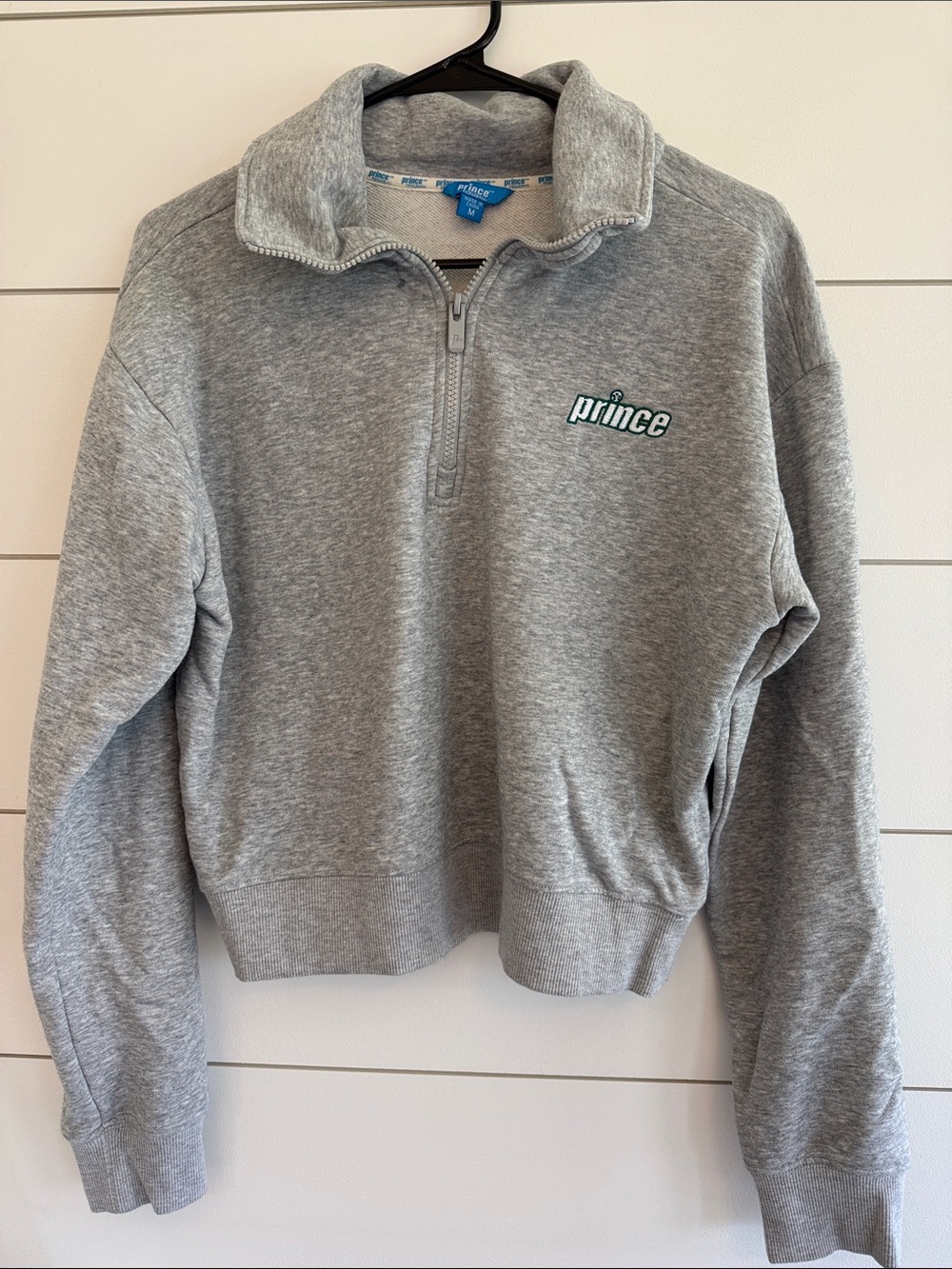 Prince Light Gray Quarter-Zip Pullover Sweater